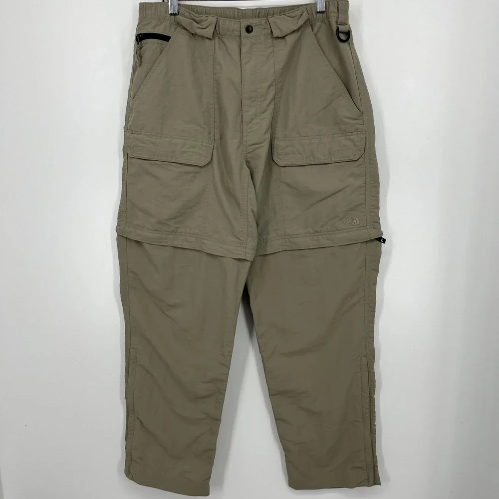 The North Face Cargo Pants Men's L Beige Convertible Zip Hiking Outdoors